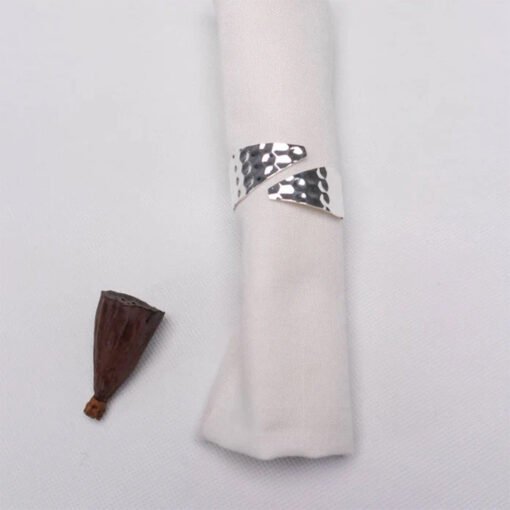 Karaca Home Hammered Metal Napkin Ring Set, 2Pcs [Silver], 300.22.02.0468