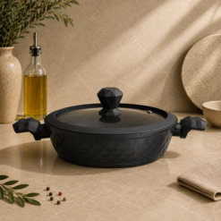 Karaca BioDiamond Non-Stick Antibacterial Handle Induction Shallow Casserole with Lid 30 cm, 153.03.08.0425