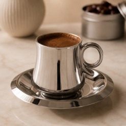 Alternative view of Karaca Knight 2-Piece Coffee Cup with Metal Saucer 80 ml, 153.03.05.0217