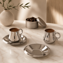 Karaca Knight 2-Piece Coffee Cup with Metal Saucer 80 ml, 153.03.05.0217