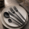 Karaca Premium Jupiter Black 84-Piece Cutlery Set for 12 People – Shiny Black, 153.03.08.4579