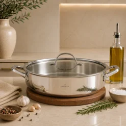 Karaca 3Ply PowerSteel 316+ Stainless Steel Induction Base Honeycomb Patterned Casserole 26 cm, 153.03.08.0553