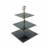 Karaca Home Line Glass Decorative 3-Tier Cake Stand 25 cm – Black & Gold Elegant Serving Stand, 300.21.02.0759 7 8680214280430 1