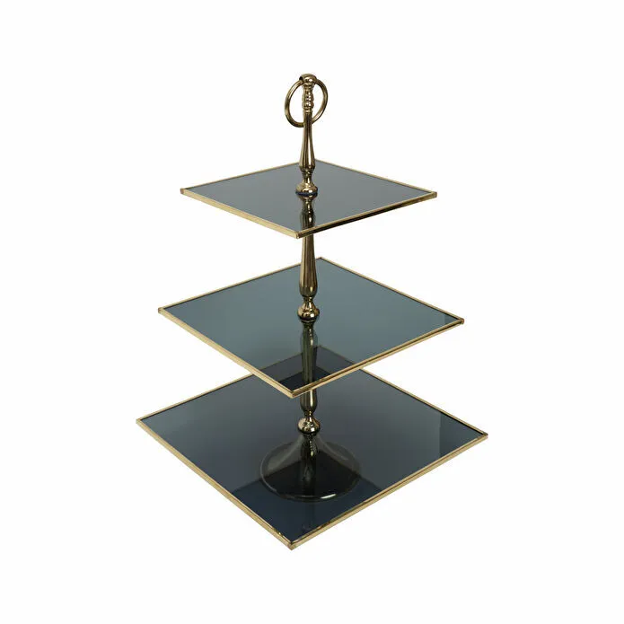 Karaca Home Line Glass Decorative 3-Tier Cake Stand 25 cm – Black & Gold Elegant Serving Stand, 300.21.02.0759 4 Karaca Home Line Glass Decorative 3-Tier Cake Stand 25 cm – Black & Gold Elegant Serving Stand, 300.21.02.0759 - Image 4