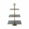 Karaca Home Line Glass Decorative 3-Tier Cake Stand 25 cm – Black & Gold Elegant Serving Stand, 300.21.02.0759 6 8680214280430 3