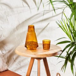 Karaca Pier Bedside Carafe with Drinking Glass Lid – Amber, 153.09.01.3182