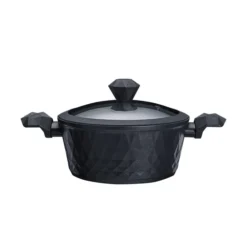 Karaca BioDiamond Non-Stick Antibacterial Handle Induction Stockpot with Lid - 20 cm, Black, 153.03.08.0422