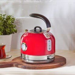 Alternative view of Karaca Retro Red Electric Kettle – Vintage Style, Quick Boil with LED Indicator, 153.03.06.2559