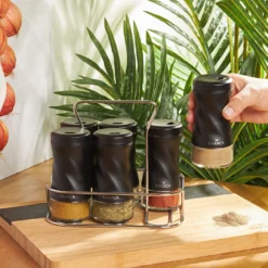 Alternative view of Karaca Tottori 7-Piece Rectangular Spice Set – Black, 153.03.06.4742