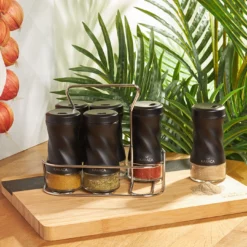 Karaca Tottori 7-Piece Rectangular Spice Set - Black, 153.03.06.4742