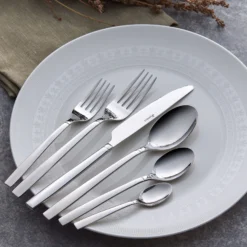 Karaca Juniper Elegance 84-Piece Stainless Steel Cutlery Set for 12 People – Boxed Premium Dining Set, 153.03.08.2196