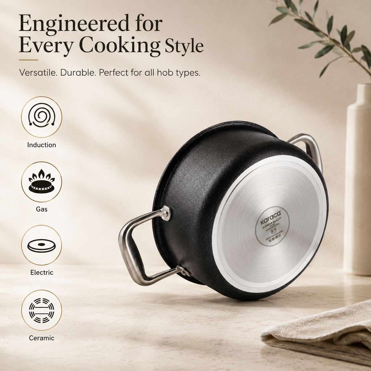 Karaca BioDiamond Pro 6-Piece Non-Stick Induction Cookware Set, 153.03.07.9035 6 Karaca BioDiamond Pro 6-Piece Non-Stick Induction Cookware Set, 153.03.07.9035 - Image 6