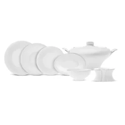 Karaca Red Carpet Collection Fine Pearl Extra Argento 62-Piece Dinner Set for 12 People – Platinum, 153.03.08.0453