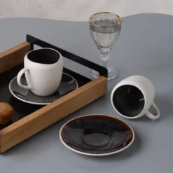 Karaca Earth Collection New Galactic 2-Piece Reactive Glaze Espresso Turkish Coffee Cup Set – 100 ml, 153.03.05.0172