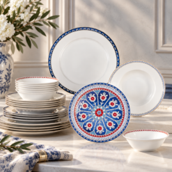 Karaca Elegance Bone Ancient Premium 24-Piece Bone Porcelain Dinner Set for 6 People, 153.09.01.1365