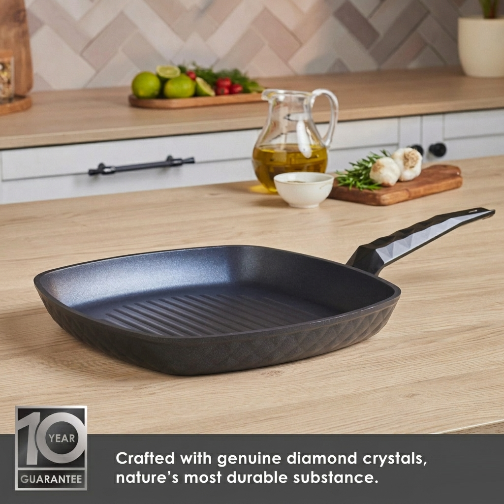 Karaca BioDiamond Non-Stick Antibacterial Induction Griddle Pan – 28 cm / 2.5 L, 153.03.08.0421 3 Karaca BioDiamond Non-Stick Antibacterial Induction Griddle Pan – 28 cm / 2.5 L, 153.03.08.0421 - Image 3