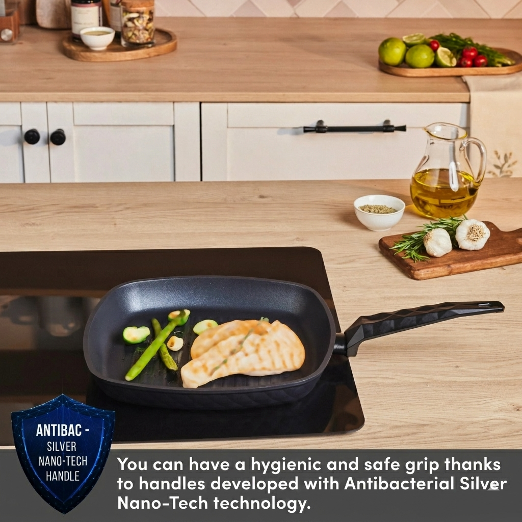 Karaca BioDiamond Non-Stick Antibacterial Induction Griddle Pan – 28 cm / 2.5 L, 153.03.08.0421 5 Karaca BioDiamond Non-Stick Antibacterial Induction Griddle Pan – 28 cm / 2.5 L, 153.03.08.0421 - Image 5