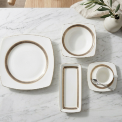 Karaca Fine Pearl Majesty 26-Piece Breakfast Set – 6-Person | Square Design Elegance, 153.03.07.5699