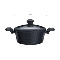 Alternative view of Karaca BioDiamond Non-Stick Antibacterial Handle Induction Stockpot with Lid - 20 cm, Black, 153.03.08.0422