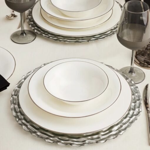 Karaca Fine Pearl Diana 24 Piece Platinum Dinner Set for 6 People