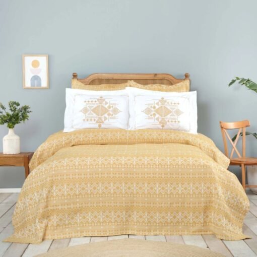 Karaca Home Aria Mustard Double Bed Cover Set and Sheet Set
