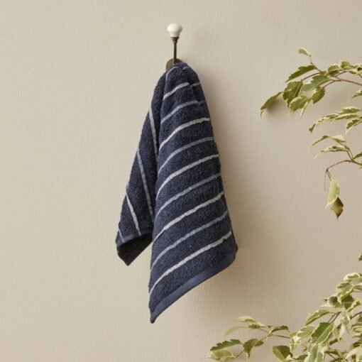 Karaca Home Denim Blue Striped 100% Cotton Hand Towel 30x50 cm Navy Blue