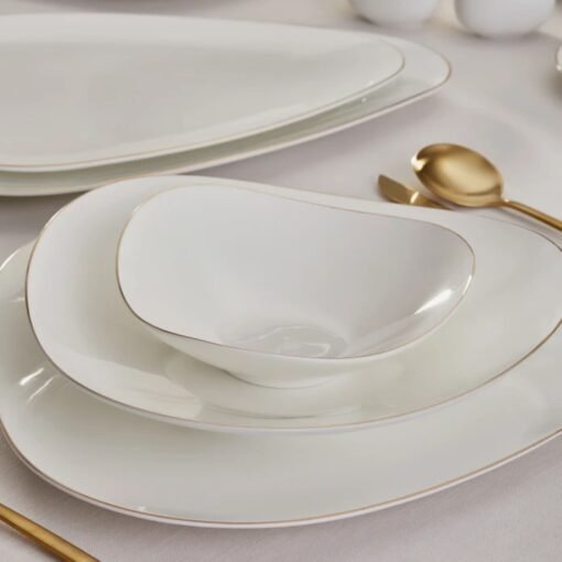 Karaca Red Carpet Collection Pearl Extra Tristan 62 Pieces Pearl Dinner Set for 12 People Gold