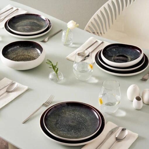 Karaca Streamline Galactic Stoneware 59 Pieces Dinner Set for 12 Persons White