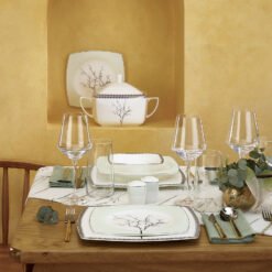 Karaca Fine Pearl Banyan 62-Piece Dinner Set for 12 People, 153.03.08.0646