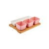 Karaca Malia 4L Pink Snack Bowl - [3Pcs Snack Bowl (8 cm) - 1Pc Snack Bowl 23cm - Bambo 26.1x17x1.2cm], 153.03.06.9857