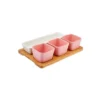 Karaca Malia 4-Piece Snack Bowl Set with Bamboo Tray – Pink & White, 153.03.06.9857 3 153.03.06.9857.jpg 510x510 1