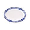 Karaca Oval Ceramic Plate, 30.5cm - White & Blue, 153.03.07.7120