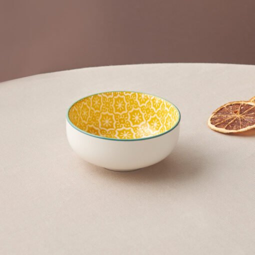 Karaca Floral Yellow Round Snack Bowl 10cm, 153.03.08.2974