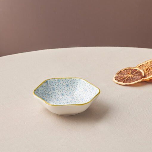 Karaca Floral Blue Hexagon Snack Bowl 11cm, 153.03.08.2984