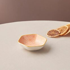 Karaca Floral Orange Hexagon Snack Bowl 11cm, 153.03.08.2985