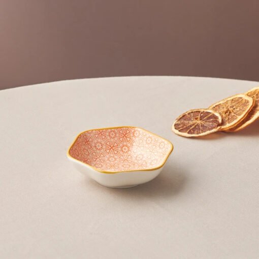 Karaca Floral Orange Hexagon Snack Bowl 11cm, 153.03.08.2985