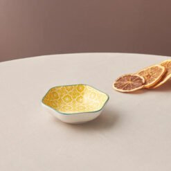 Karaca Floral Yellow Hexagon Snack Bowl 11cm, 153.03.08.2986