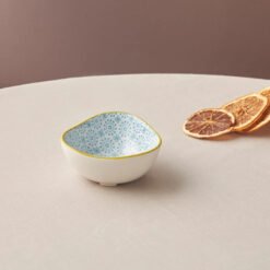 Karaca Floral Blue Triangle Snack Bowl 10cm, 153.03.08.2988