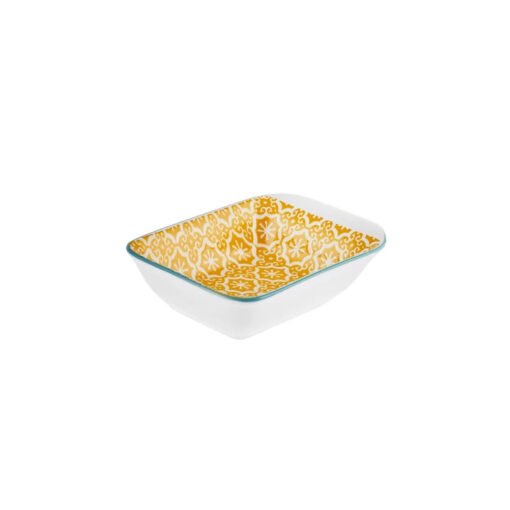 Karaca Floral Yellow Rectangle Snack-Saucer Bowl 11cm, 153.03.08.2994