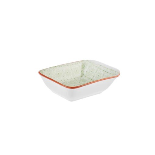 Karaca Floral Green Rectangle Snack-Saucer Bowl 11cm, 153.03.08.2995