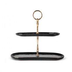 Karaca Calvin Ceramic Black Two Stand Cake Plate, 153.09.01.2696