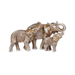 Karaca Home Nova Elephant Family Decorative Trinket - [33.5x18cm] Gold Silver, 153.20.01.0322