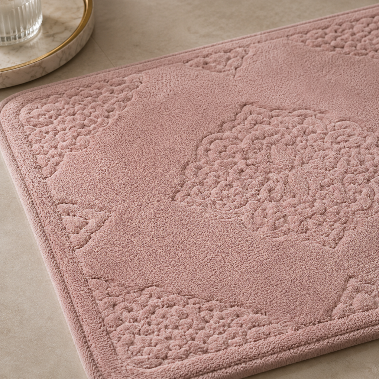 Karaca Home Damila 2-Piece Bath Mat Set – Powder, 200.15.01.0269 2 Karaca Home Damila 2-Piece Bath Mat Set – Powder, 200.15.01.0269 - Image 2