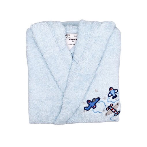 Karaca Home Airship 6-8 Years Old Child Bathrobe - Blue - 100% Cotton, 200.16.01.0096