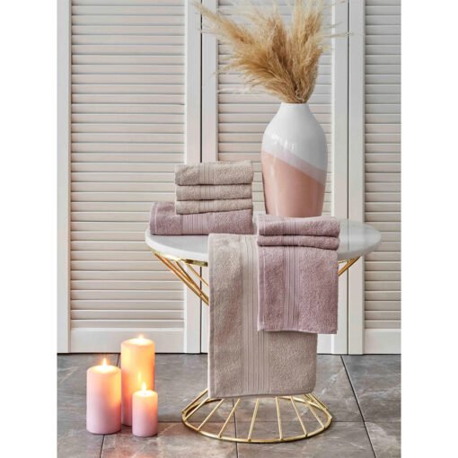 Karaca Home Delora Powder-Beige 8Pcs Towels Set, 200.17.01.0230