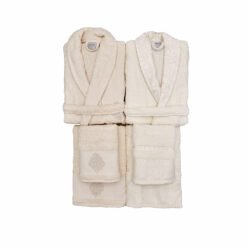 Karaca Home Vivien Flos 6Pcs Beige 100% Cotton Cream Family Bathrobe Set, 200.17.01.0395