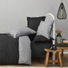 Karaca Home Basic Black Dark Grey 100% Cotton Double-Sided Single Duvet Cover Set, 200.18.01.0729