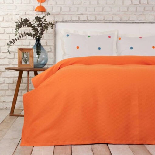 Karaca Home Boni Orange 100% Cotton Single Blanket [160x220cm], 200.20.01.0126