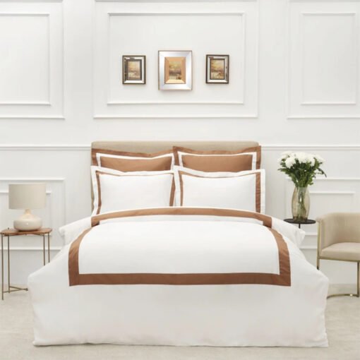 Karaca Home White Collection Porto Double Percale Duvet Cover Set [Gold], 200.21.01.0066