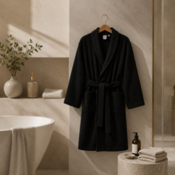 Alternative view of Karaca Home Istanbul 100% S/M Cotton Bathrobe – Black, 200.21.01.0645